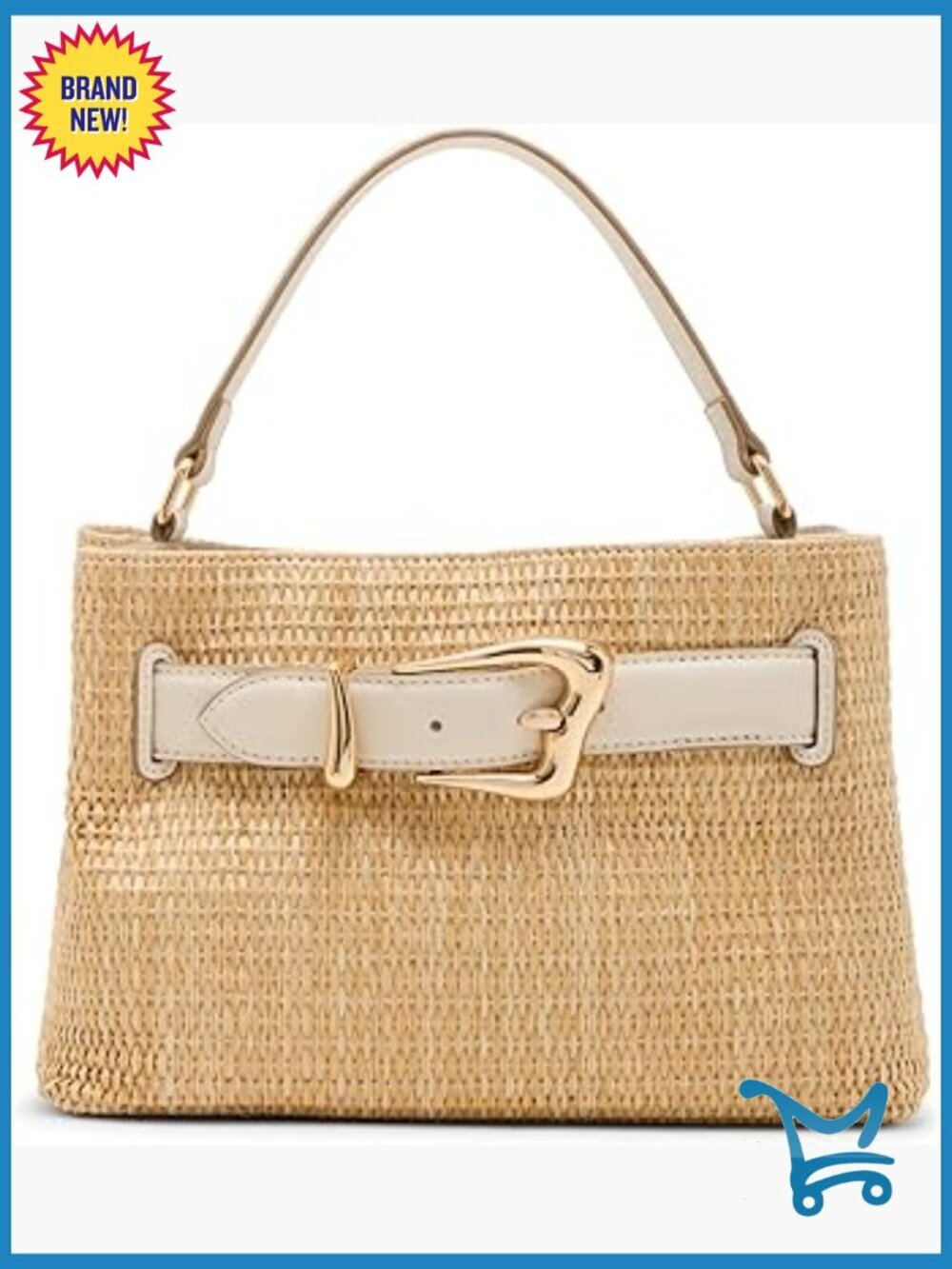 Straw Top Handle Satchel with Convertible Strap, Compact Daily Bag